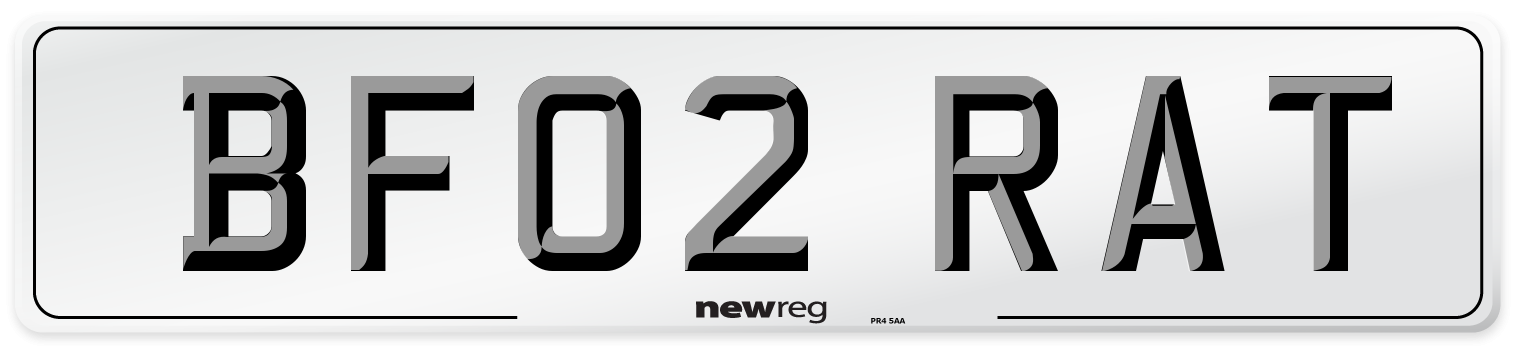BF02 RAT Number Plate from New Reg